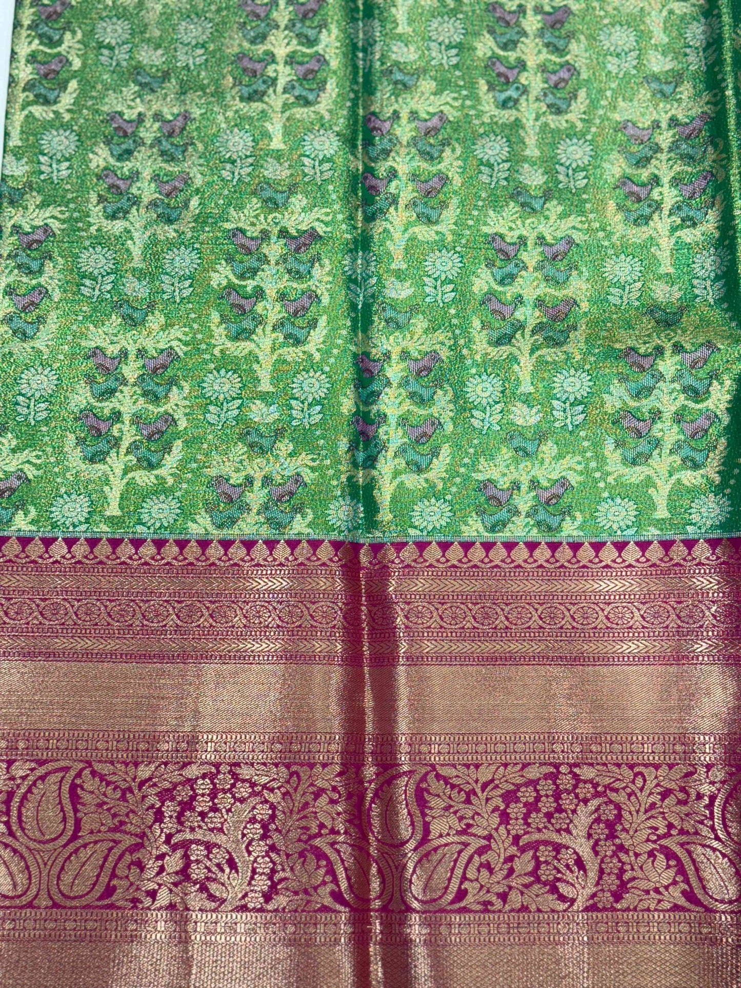 Fern Green Dharmavaram Silk Saree by My Store