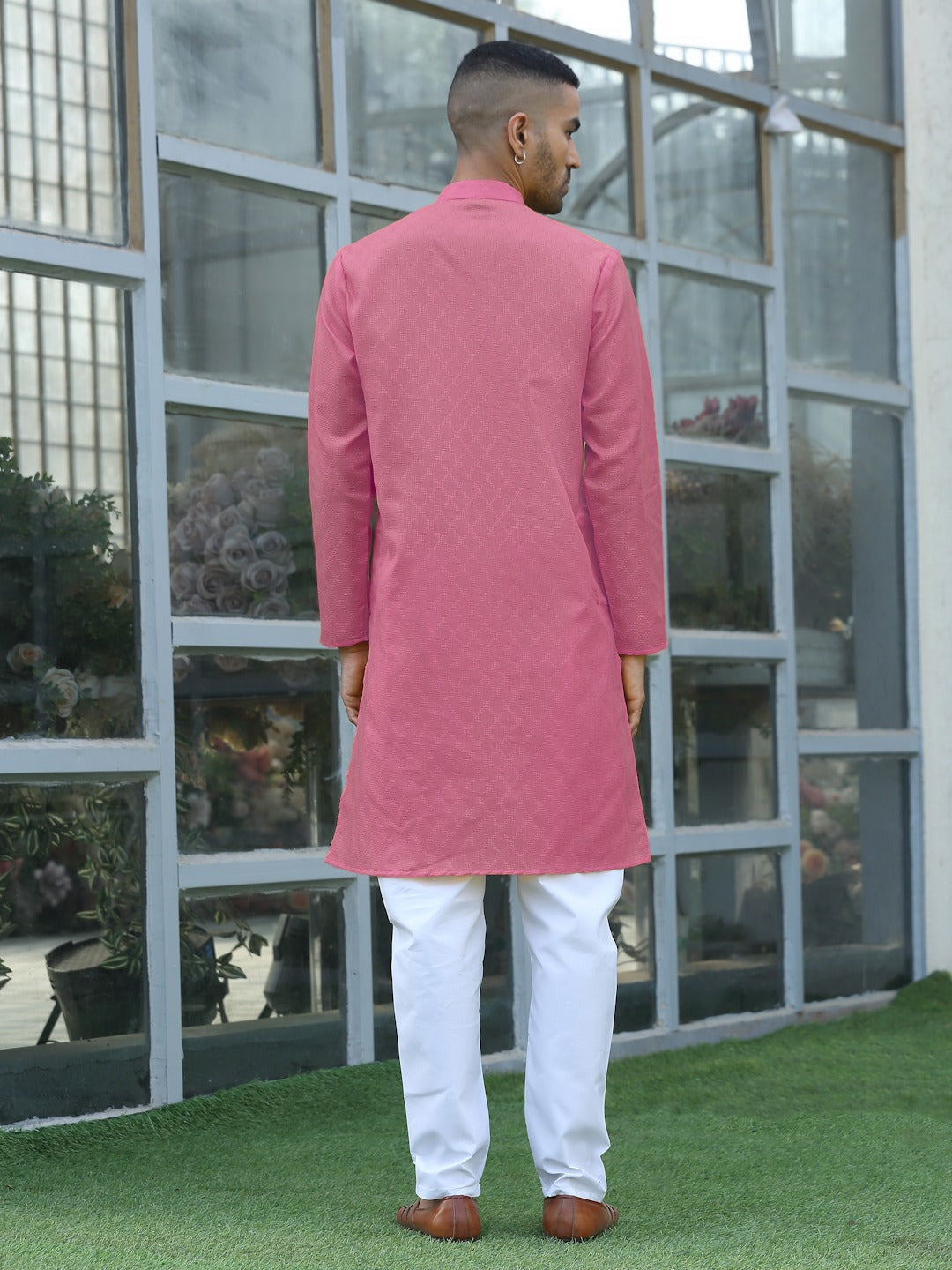 Cotton blend Woven self Desing Kurta