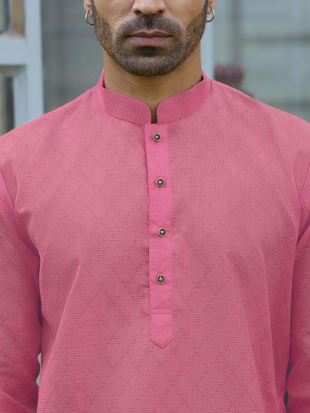 Cotton blend Woven self Desing Kurta