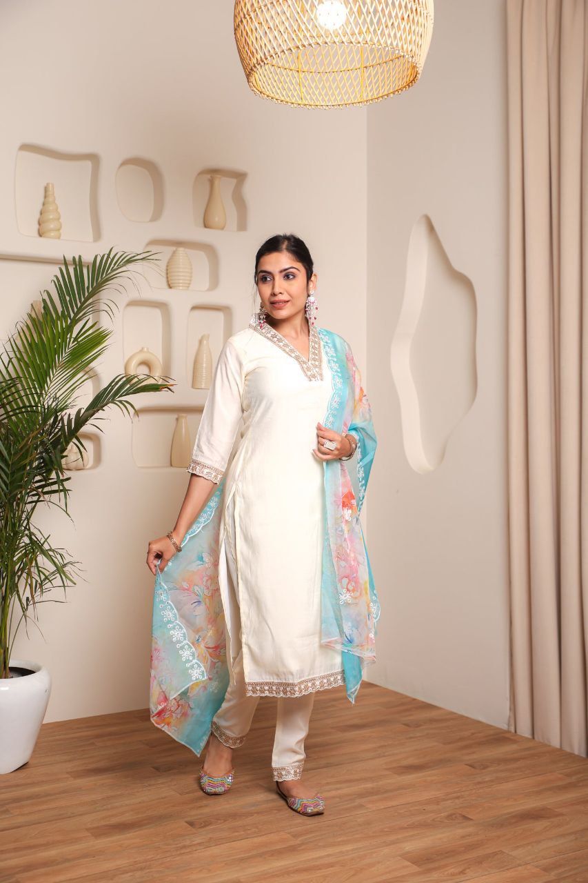 Festival Wear Chanderi Cotton Kurta Set
