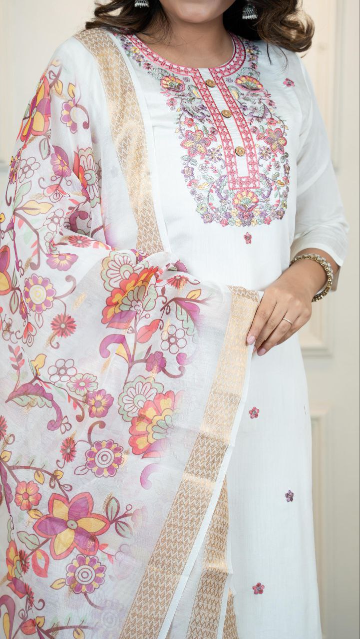 White Traditional Kurta Set for Festive & Casual Occasions