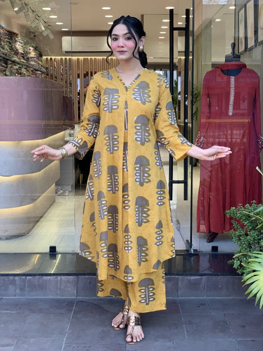 Bright Yellow Kurta with Pant Set for Women – Ethnic & Festive Wear