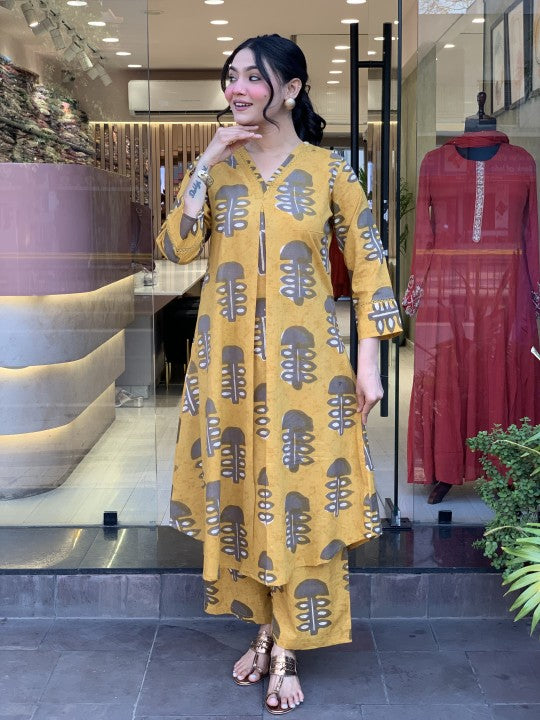 Bright Yellow Kurta with Pant Set for Women – Ethnic & Festive Wear