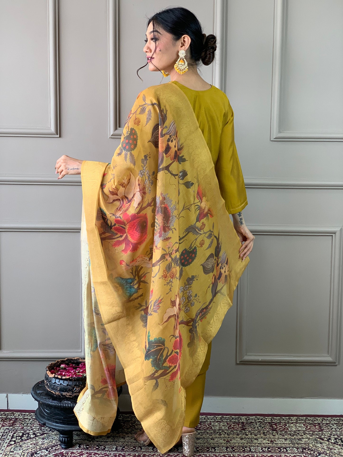 Festival Wear Silk Yellow Kurta Set