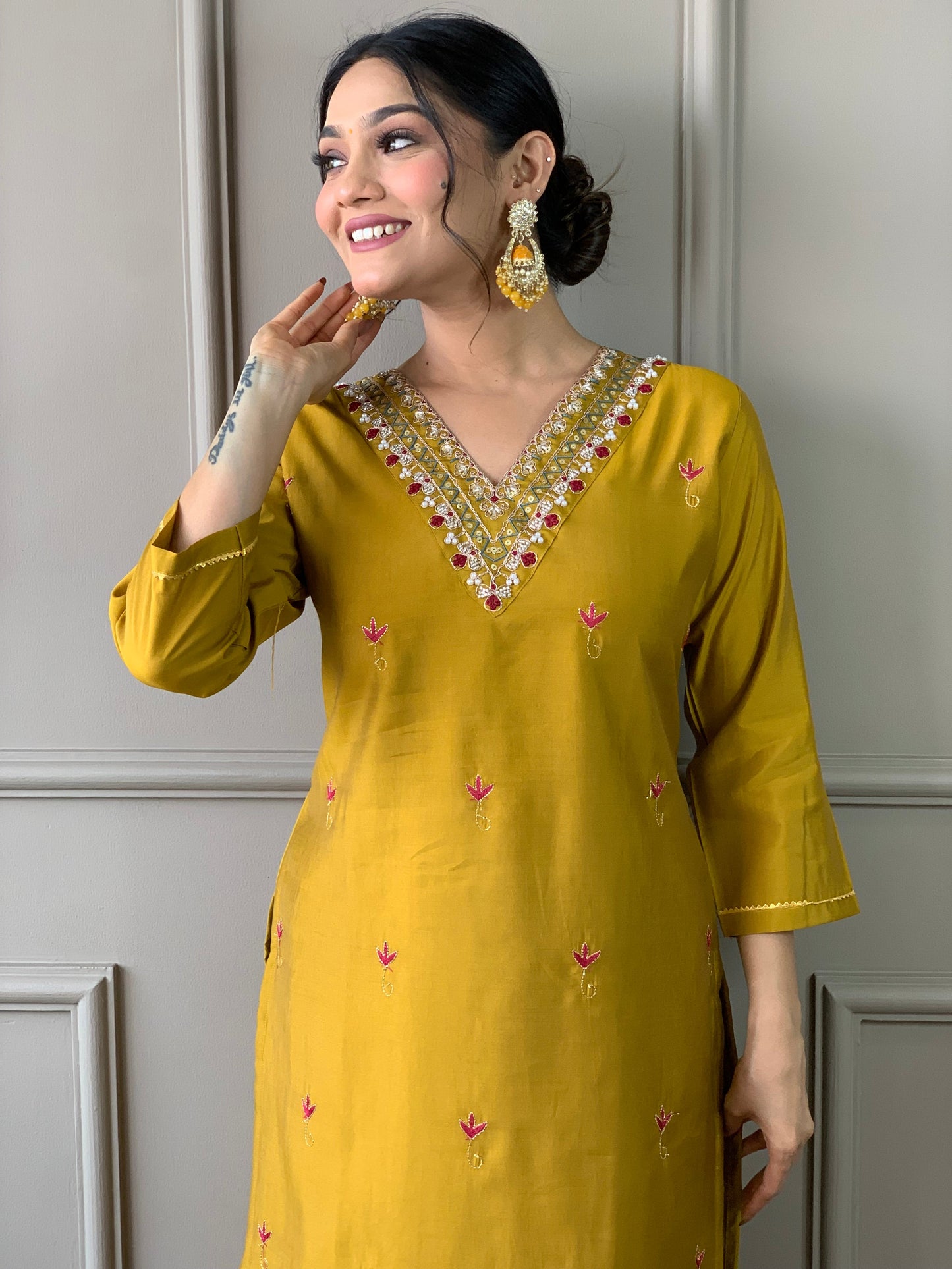 Festival Wear Silk Yellow Kurta Set