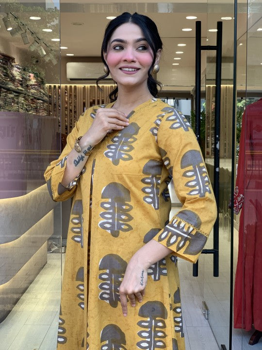 Bright Yellow Kurta with Pant Set for Women – Ethnic & Festive Wear