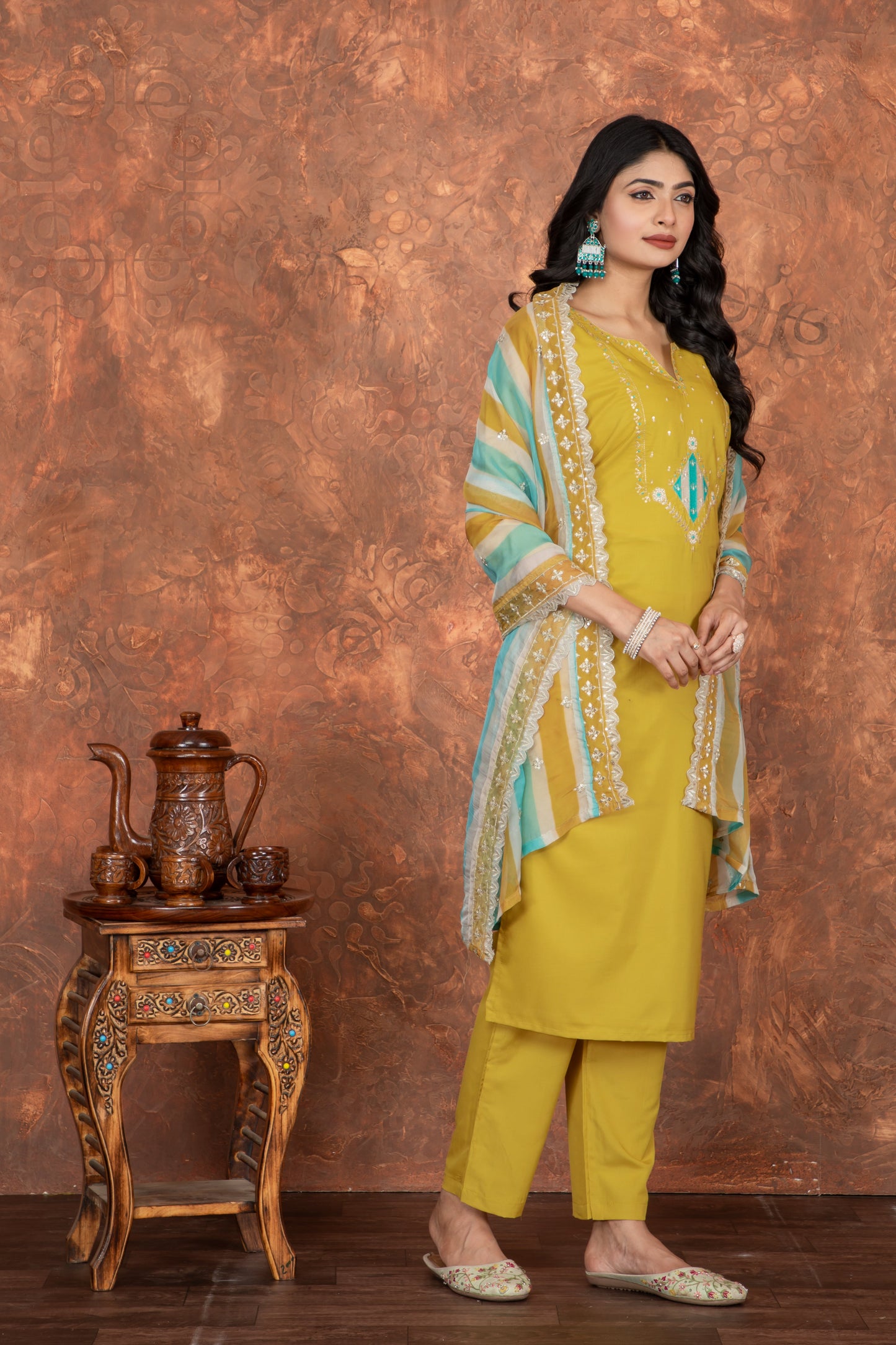 Festival Wear Silk Yellow Kurta Set