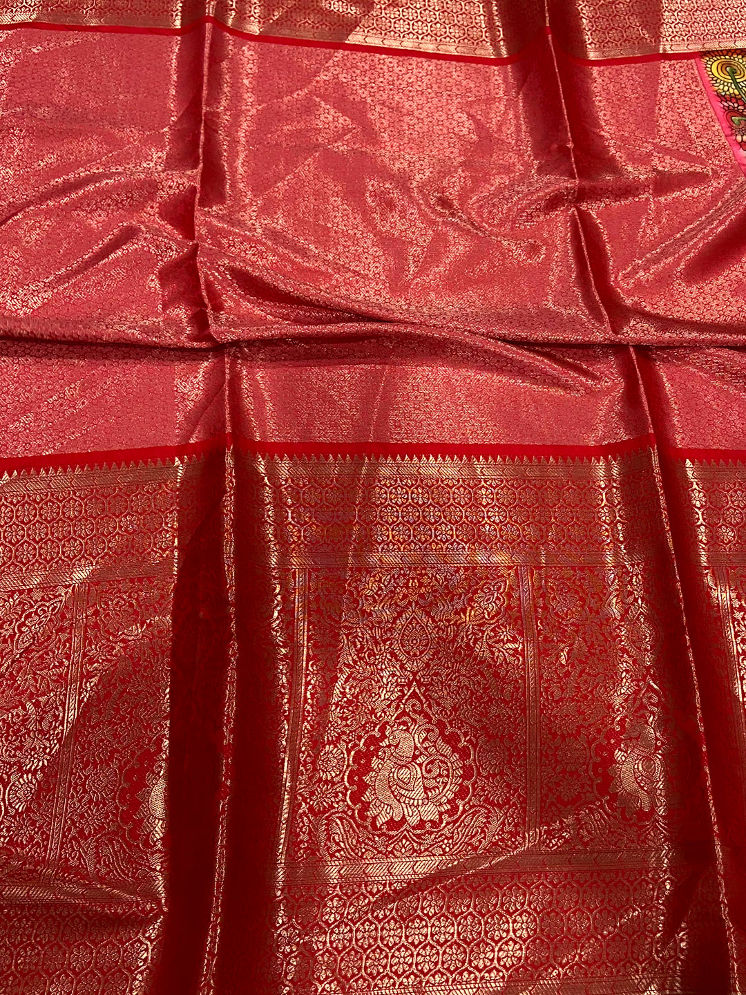 Light Green Kanchi Kalamkari Saree