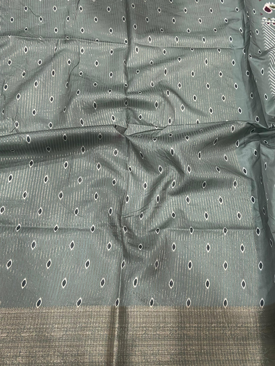 Light Blue Zig Zag Kalamkari Kanchi Silk Saree by My Store