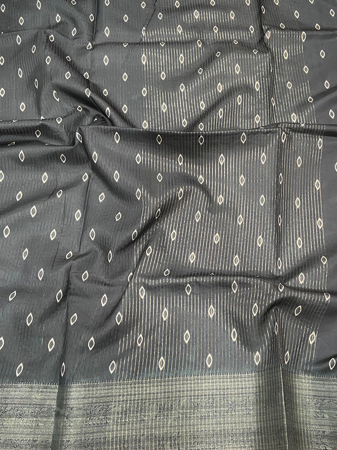 Grey Zig Zag Kalamkari Kanchi Silk Saree by My Store