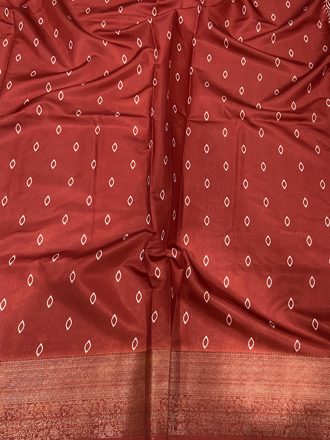 Rose Red Zig Zag Kalamkari Kanchi Silk Saree