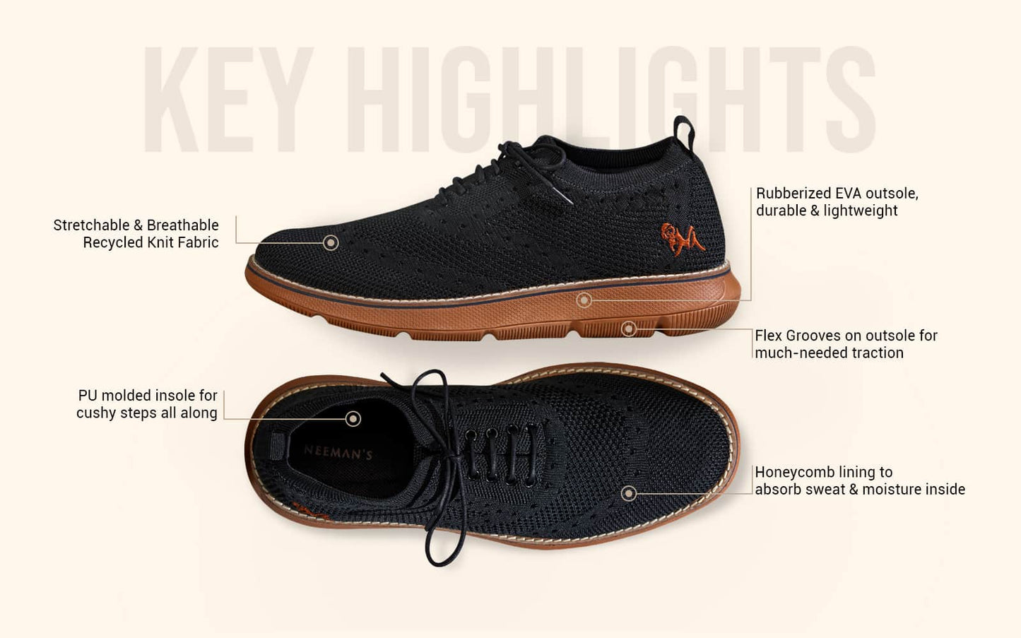 Dress Sneakers : Black Tan by My Store