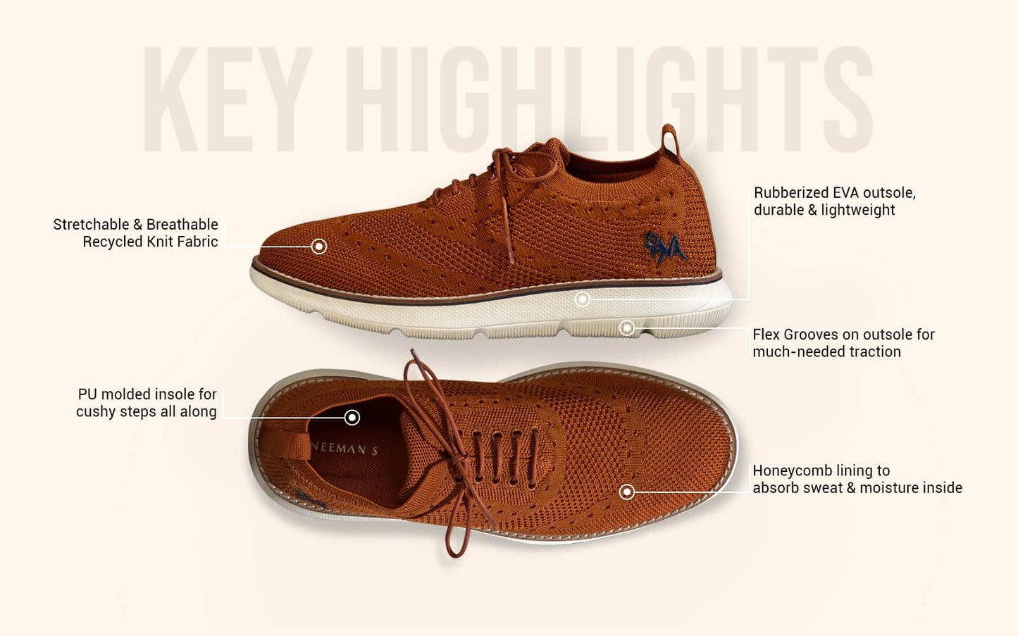 Dress Sneakers : Brown Ivory by My Store