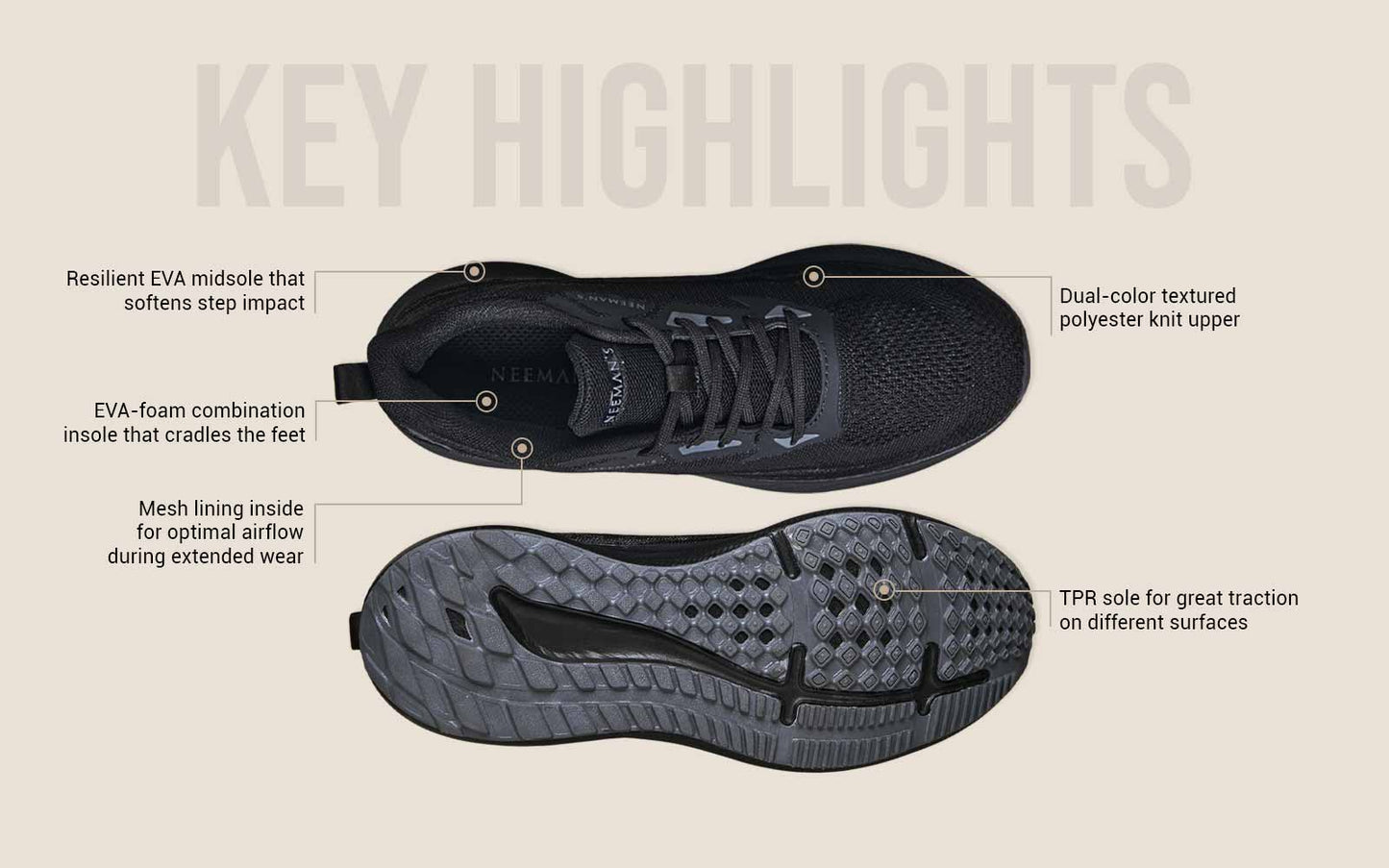 Dashing Walkers – Black | Stylish & Comfortable Black Walking Shoes for Daily Wear
