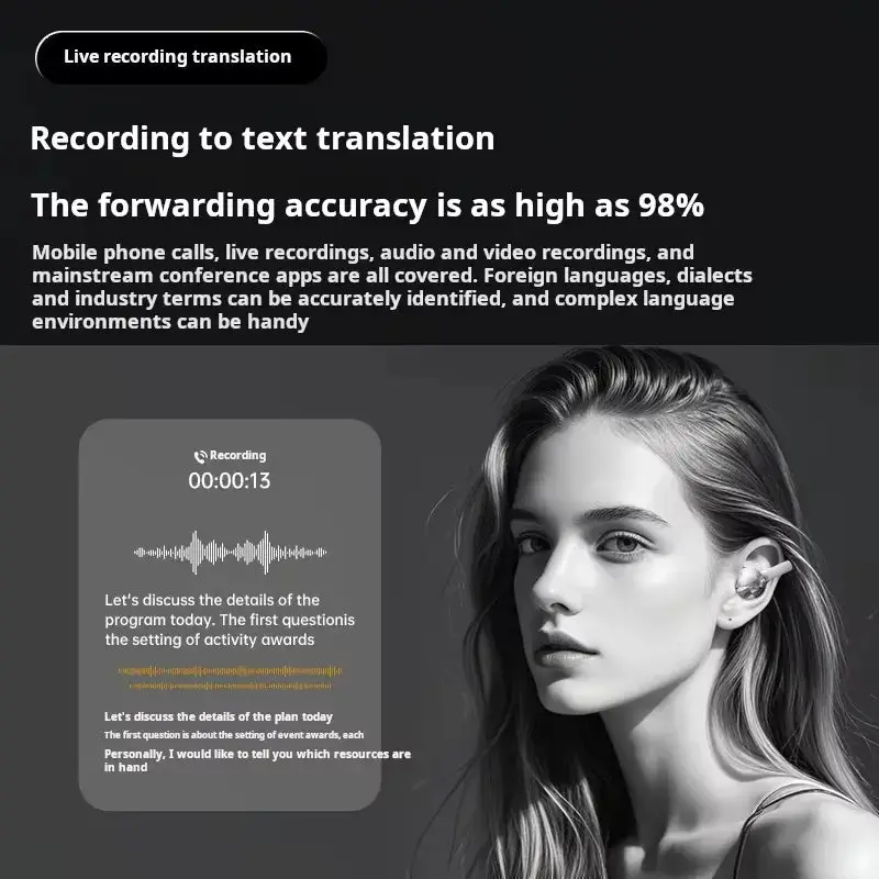 Factory Wholesale AI Intelligent Translation Wireless Earphone for 120 Languages Translation, High-definition Sound Quality - My Store