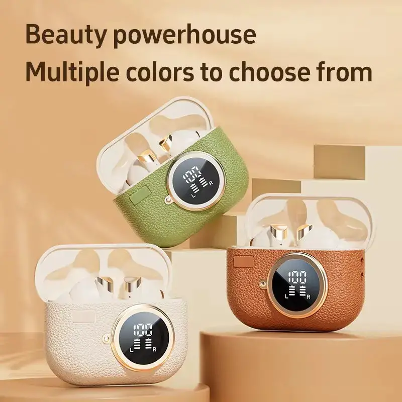 Earbuds M88 Retro Leather Camera Style Wireless Earbuds Noise Cancelling Earphones with True Stereo Surround Sound and Led Power Display - My Store