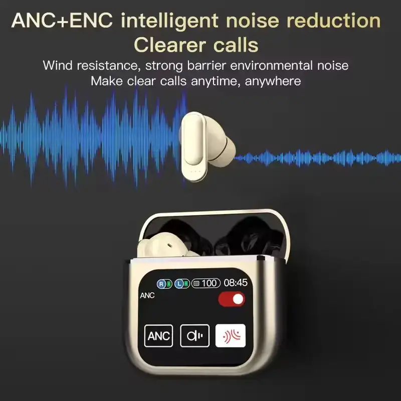 Earbuds SE-60 Full Color Touch Screen Earphones ANC+ENC Noise Cancelling Wireless Earphones with Wallpaper Switching Function - My Store