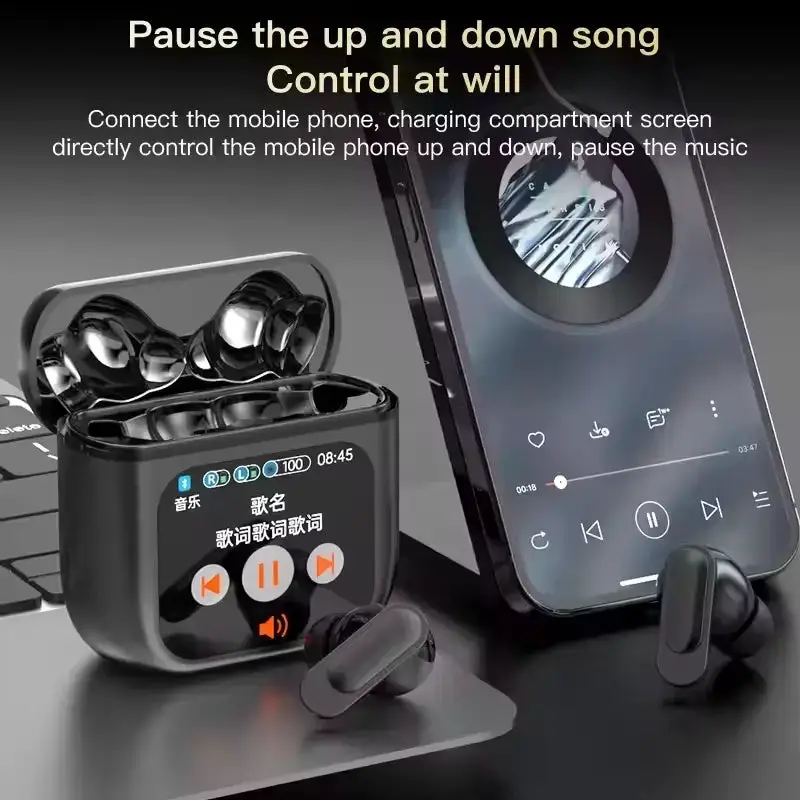 Earbuds SE-60 Full Color Touch Screen Earphones ANC+ENC Noise Cancelling Wireless Earphones with Wallpaper Switching Function - My Store