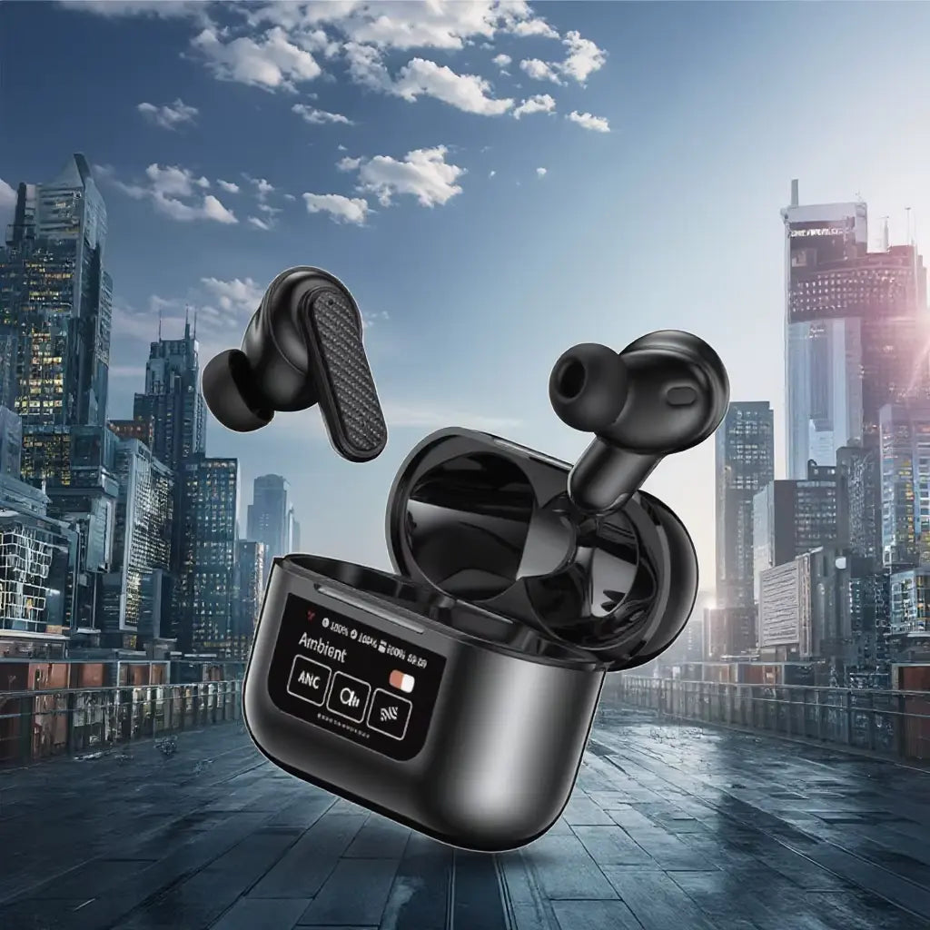 Earbuds YW08 LCD Full Color Touch Screen Earphones ANC+ENC Noise Reduction In-Ear Wireless Earbuds with 13 Functions and 60ms Game Delay - My Store