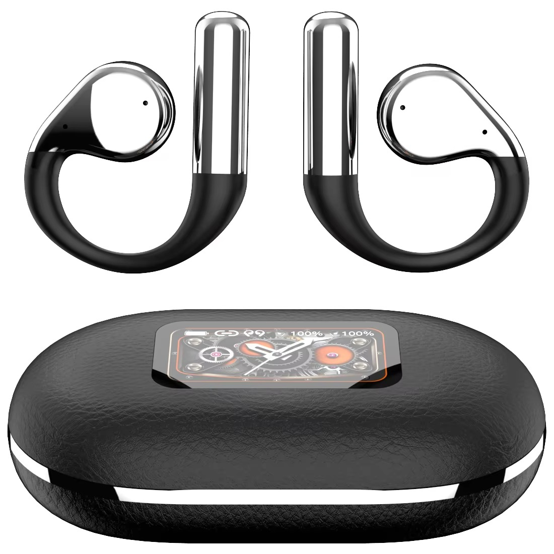 Earbuds YYK-Q31Pro Leather Material OWS Sports Earbuds Touch Screen Wireless Earphones with 17 Language Options and GPS Positioning