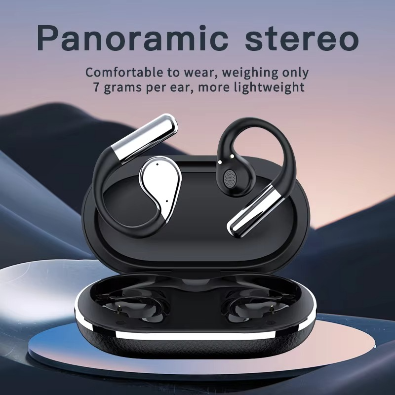 Earbuds YYK-Q31Pro Leather Material OWS Sports Earbuds Touch Screen Wireless Earphones with 17 Language Options and GPS Positioning