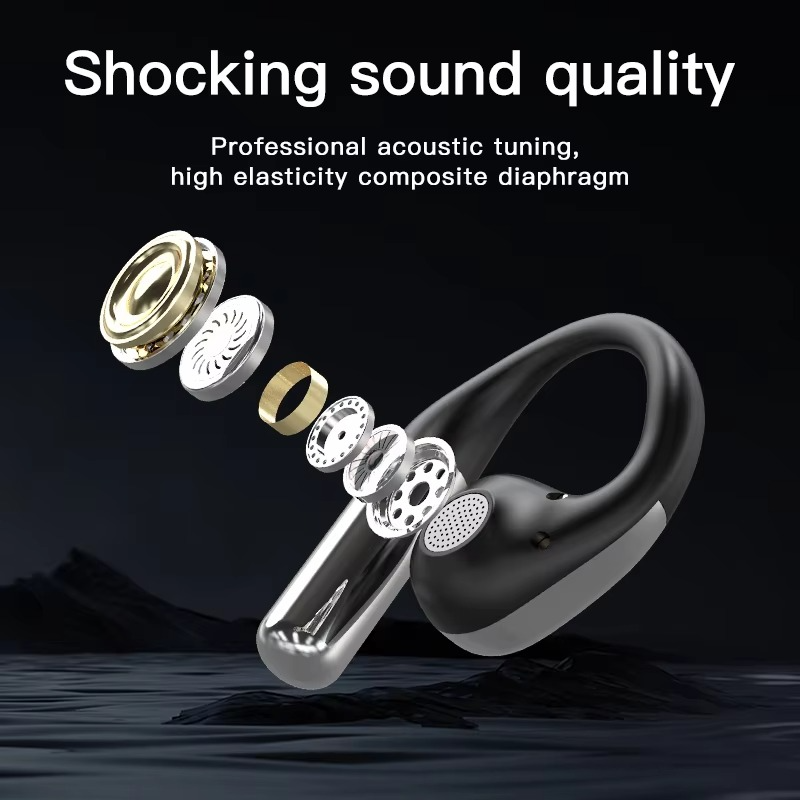 Earbuds YYK-Q31Pro Leather Material OWS Sports Earbuds Touch Screen Wireless Earphones with 17 Language Options and GPS Positioning