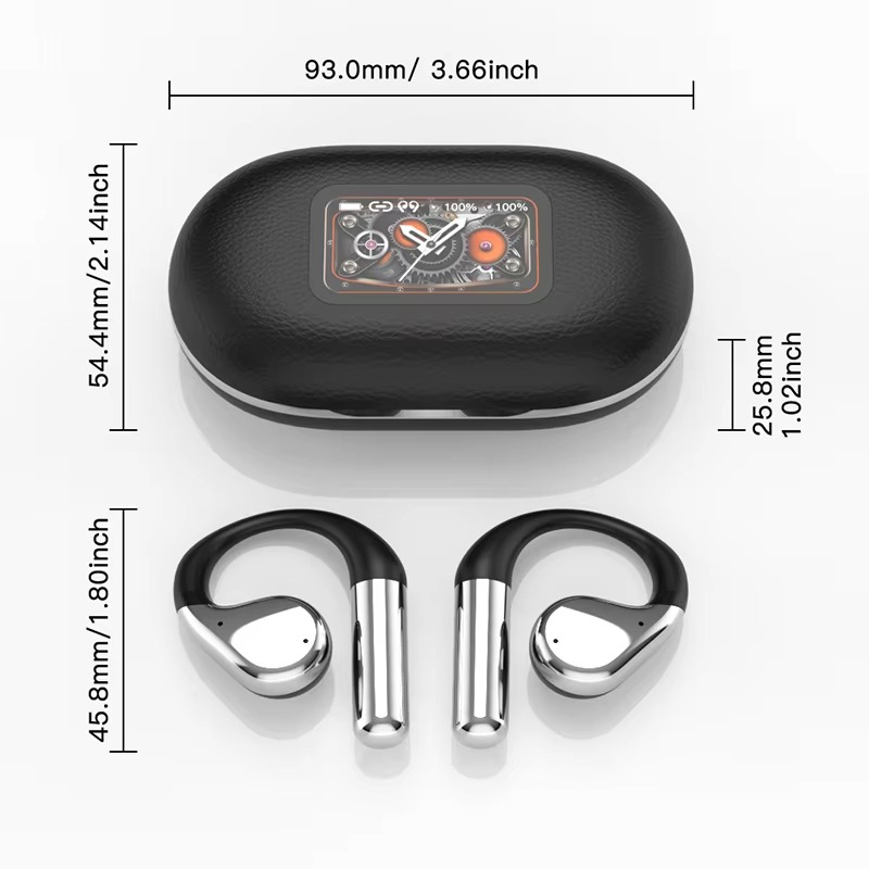 Earbuds YYK-Q31Pro Leather Material OWS Sports Earbuds Touch Screen Wireless Earphones with 17 Language Options and GPS Positioning