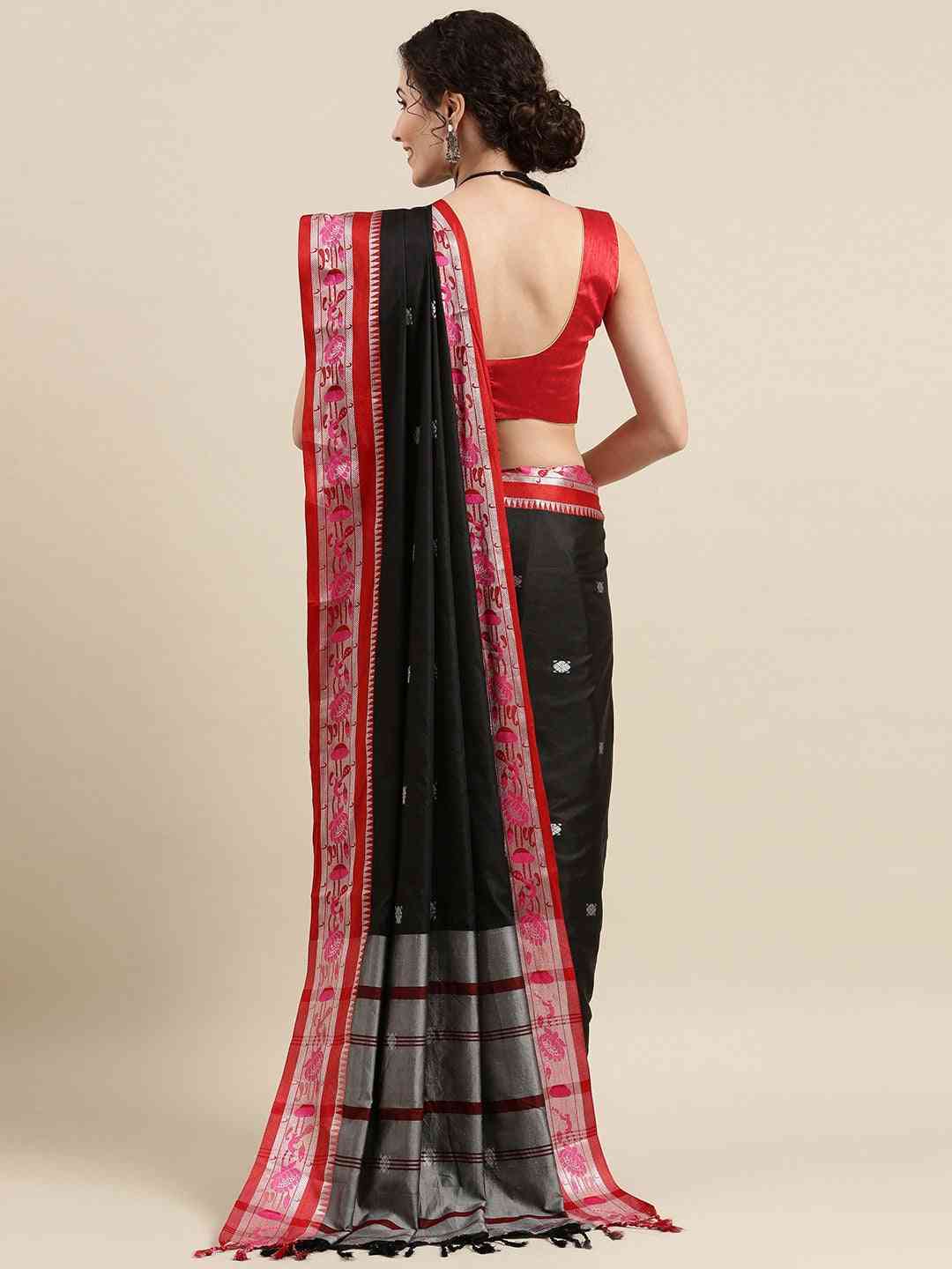 Black Colour Paithani Saree With Zari Work