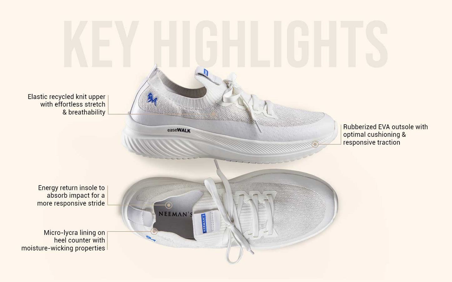 Ease Walk Sneakers : White by My Store