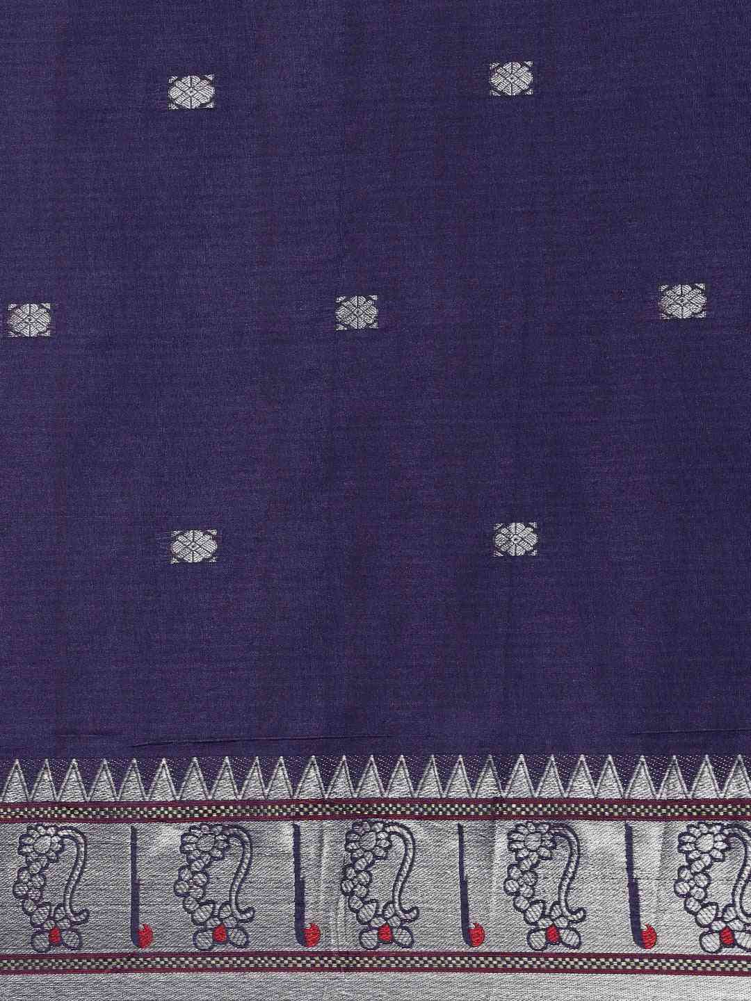 Beautiful Blue Colour Zari Silk Cotton Paithani Saree