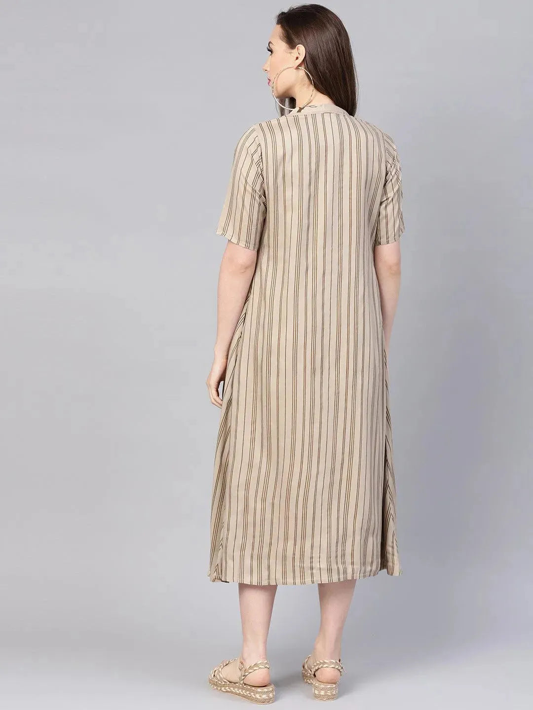 Grey Printed Rayon Dress With Jacket by My Store