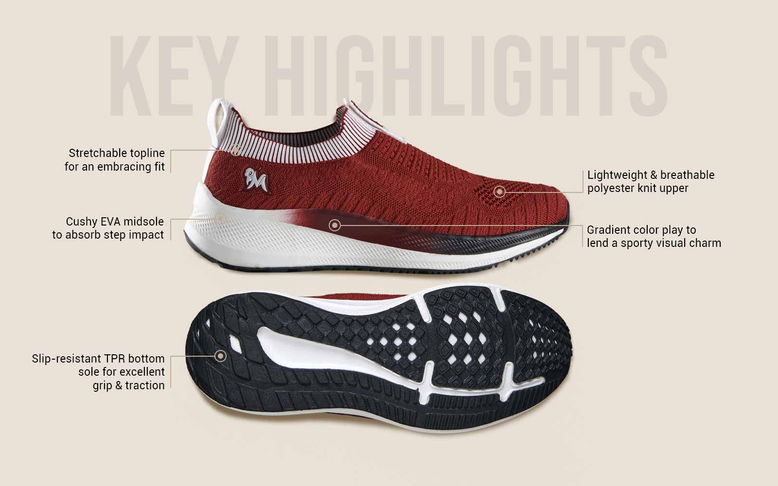 Grip Fit Slip Ons : Maroon by My Store