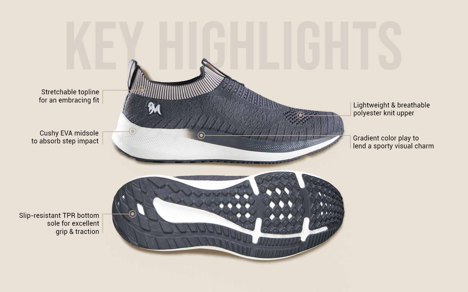 Grip Fit Slip-Ons – Grey | Comfortable Grey Slip-On Shoes for Everyday Wear by My Store