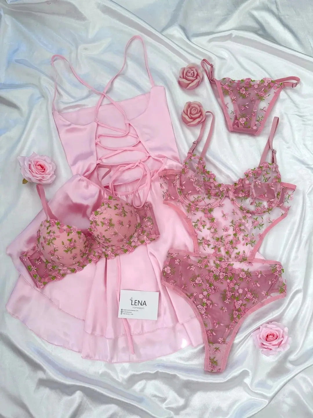 Women Pajamas Sets Silk Satin Solid Pyjama Set Sexy Pajama with Pad Lace Night Suits Sleepwear Home Clothes - My Store