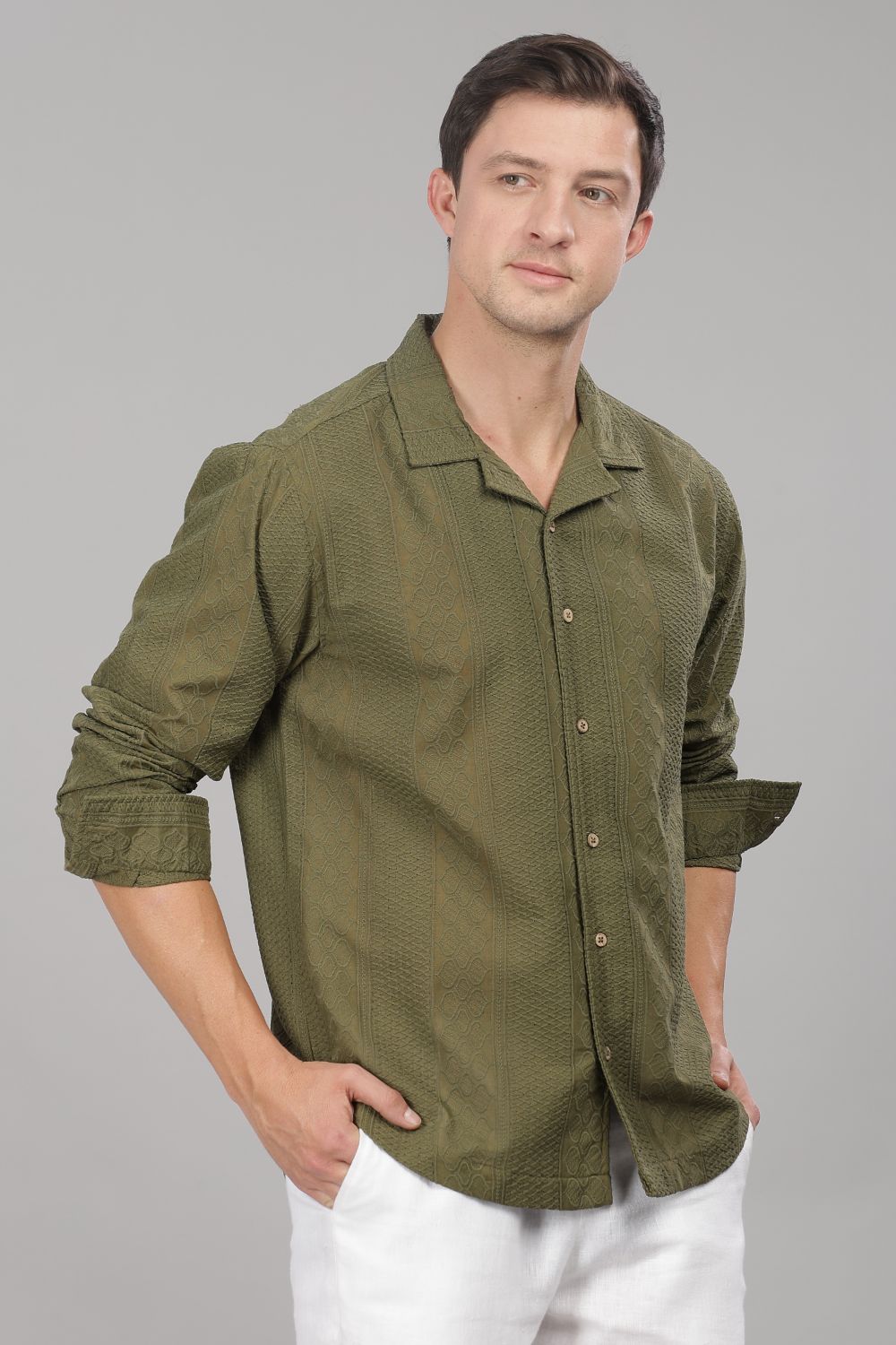 Olive Monnaaco Cuban Collar Shirt