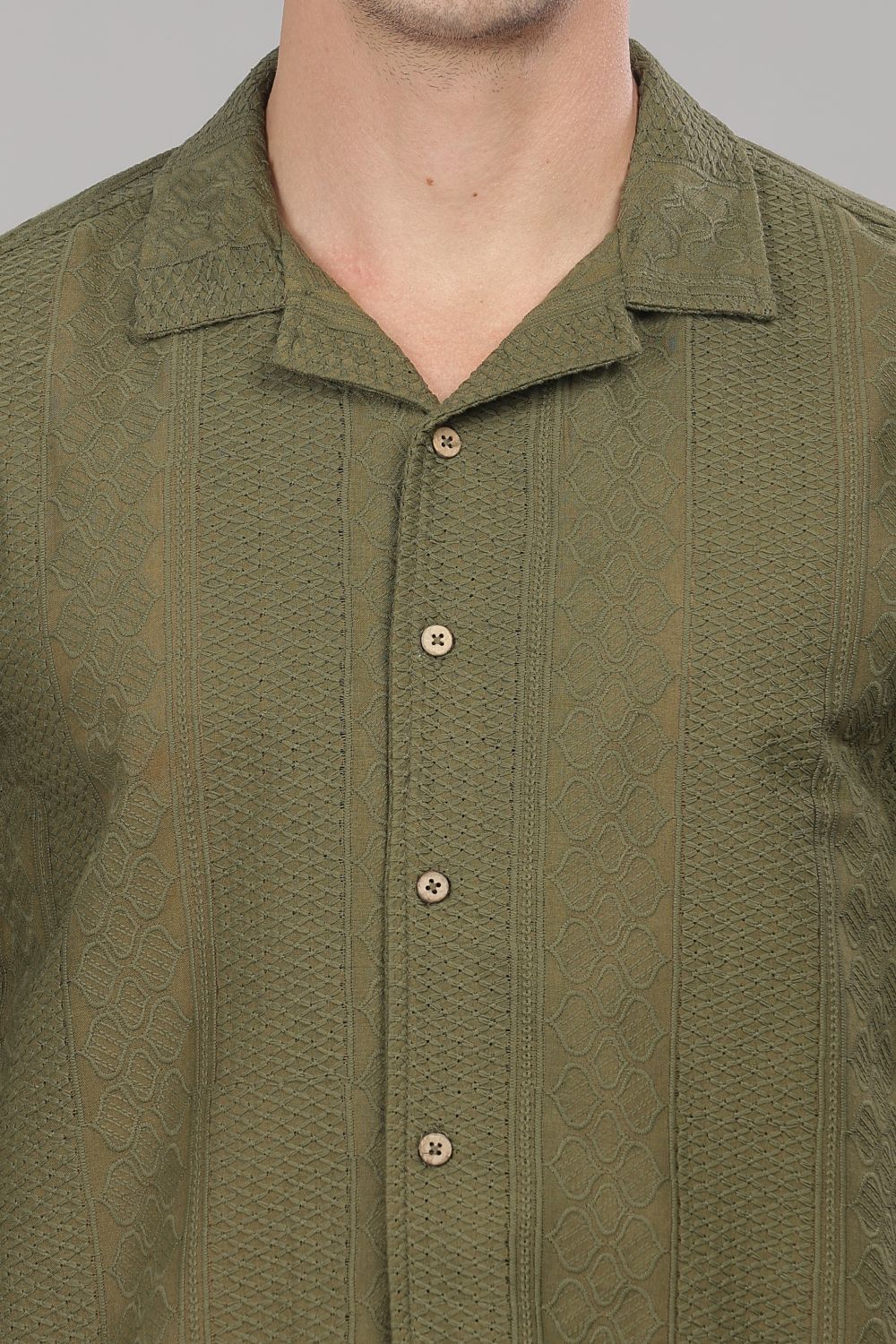 Olive Monnaaco Cuban Collar Shirt