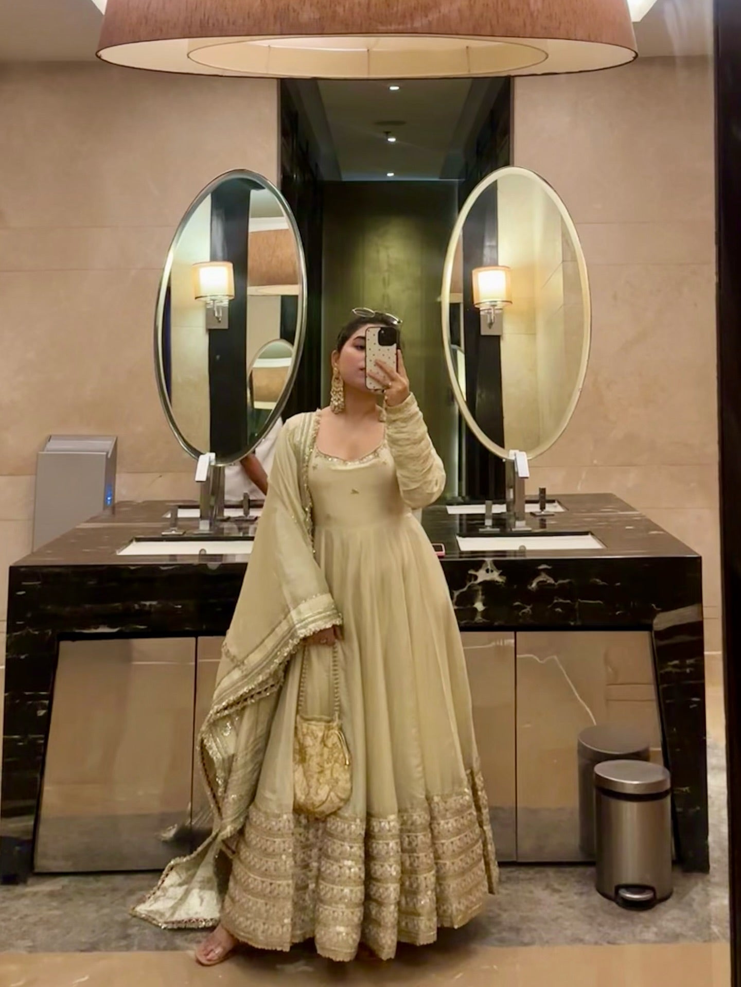 Neha’s Beige Dress Festive Anarkali Suit Set For Wedding & Diwali Outfit by My Store