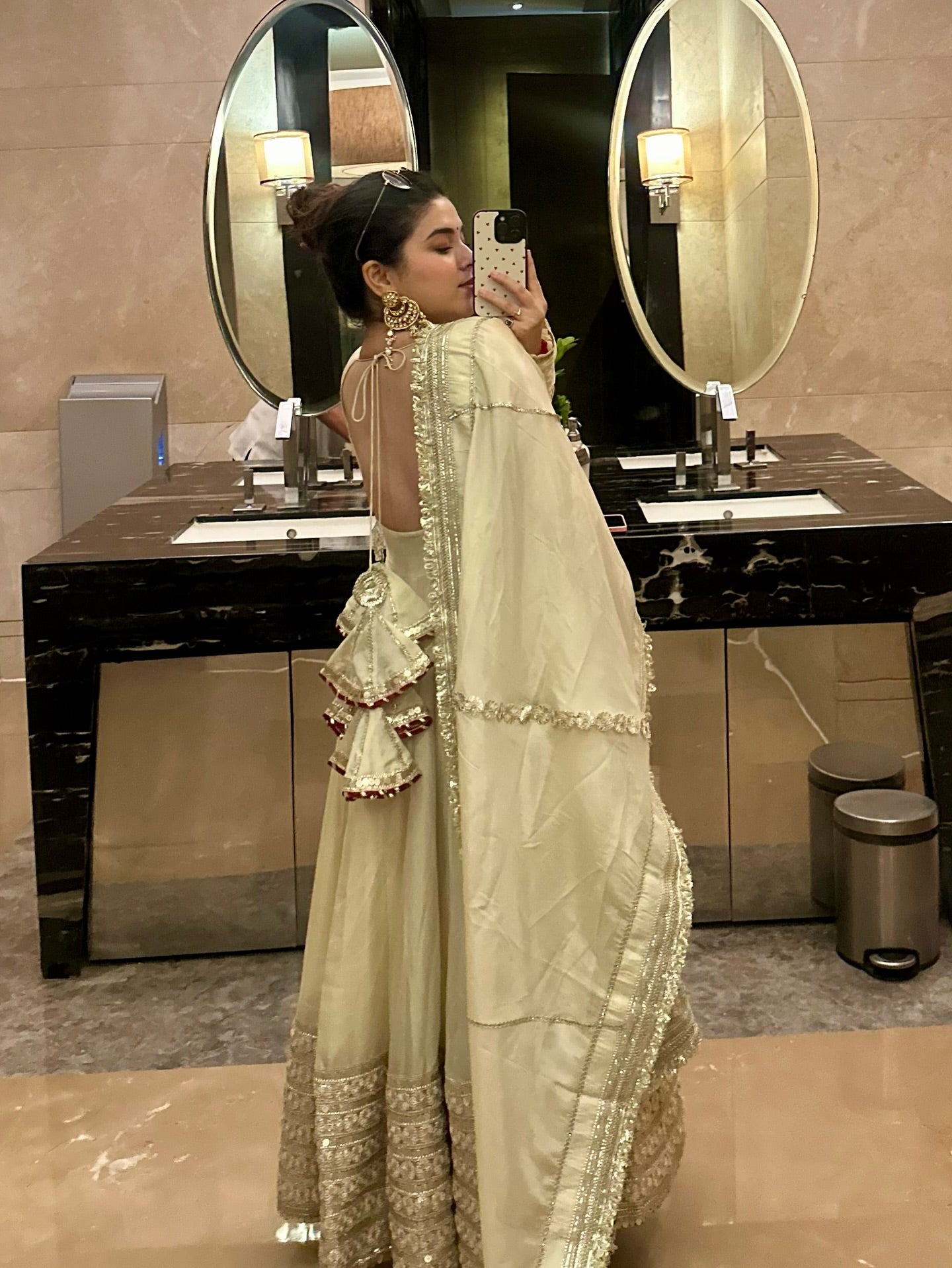 Neha’s Beige Dress Festive Anarkali Suit Set For Wedding & Diwali Outfit by My Store