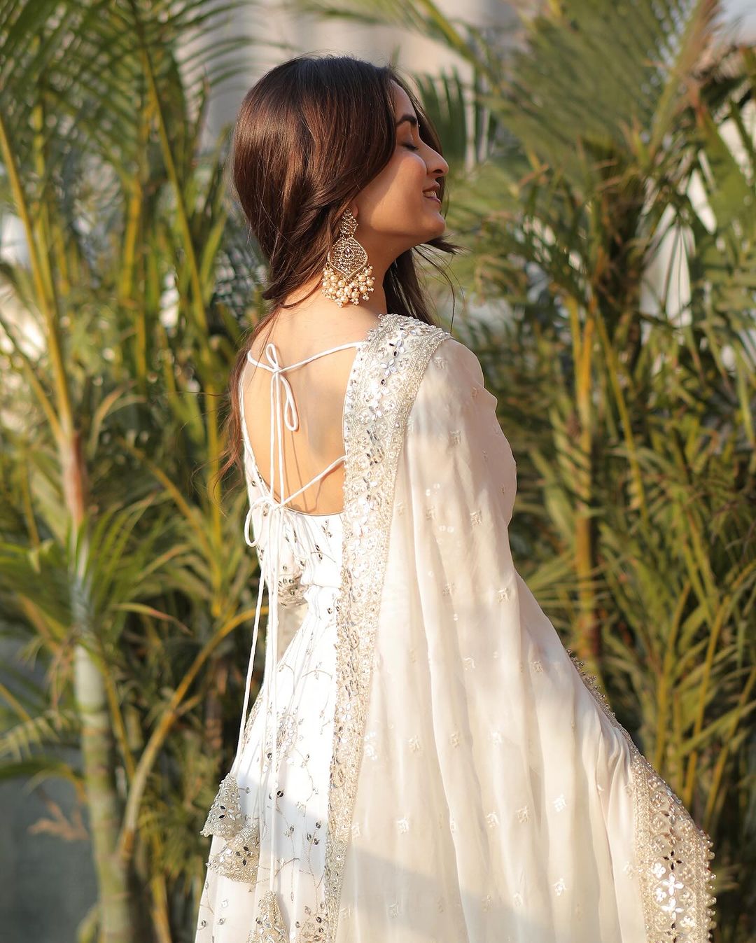 Full Heavy Work White Color Georgette Anarkali Gown by My Store