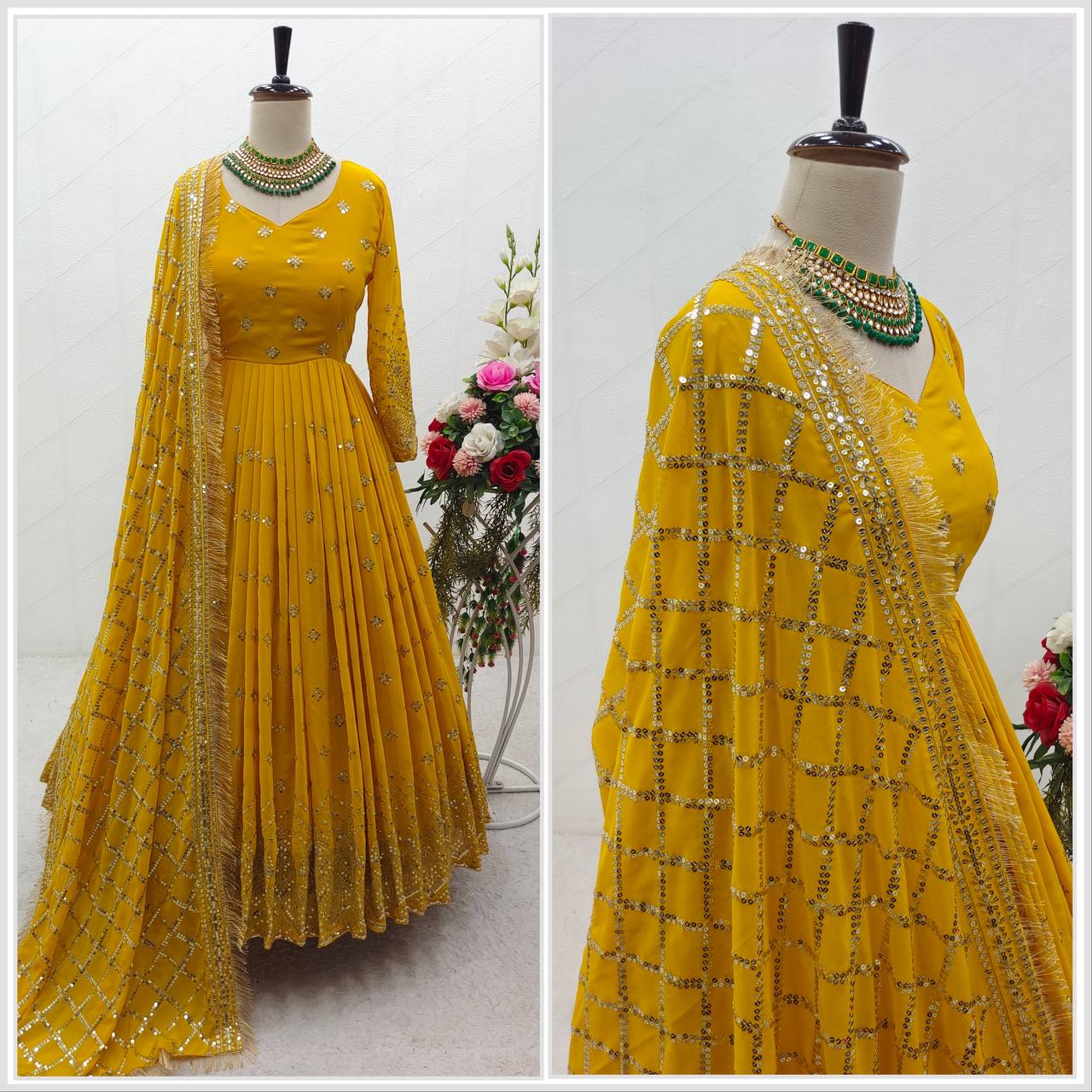 Gorgeous Yellow Color Sequence Work Anarkali Suit by My Store