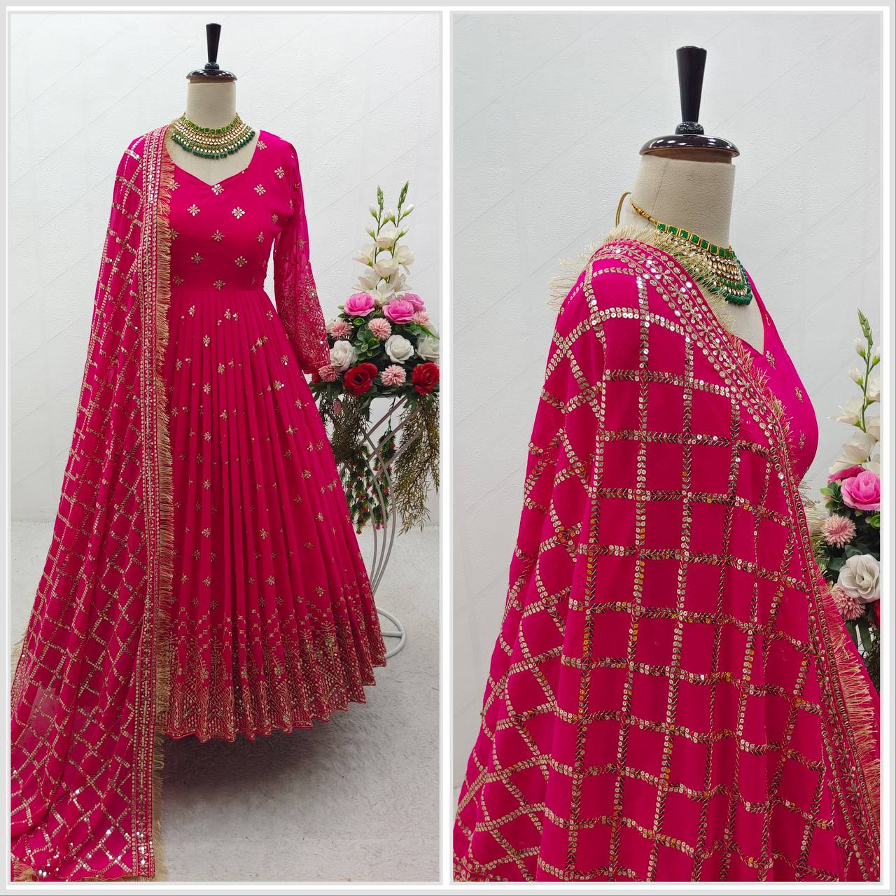 Gorgeous Pink Color Sequence Work Anarkali Suit by My Store