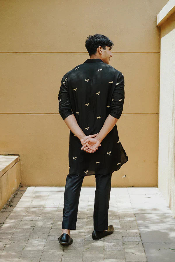 Royal Dragonfly Embroidery Wedding Kurta –