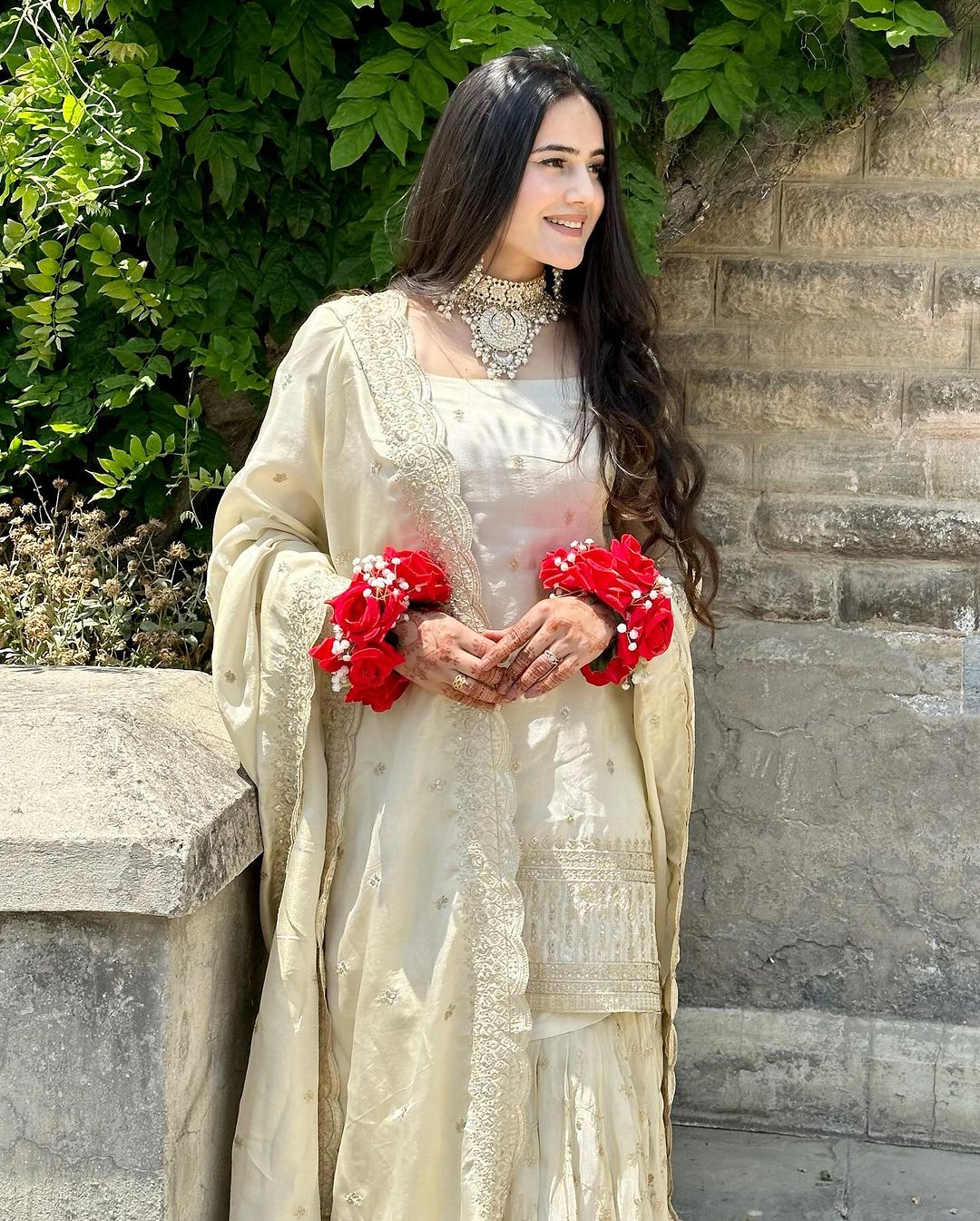 Delightful White Color Georgette Embroidery Work Sharara Suit by My Store