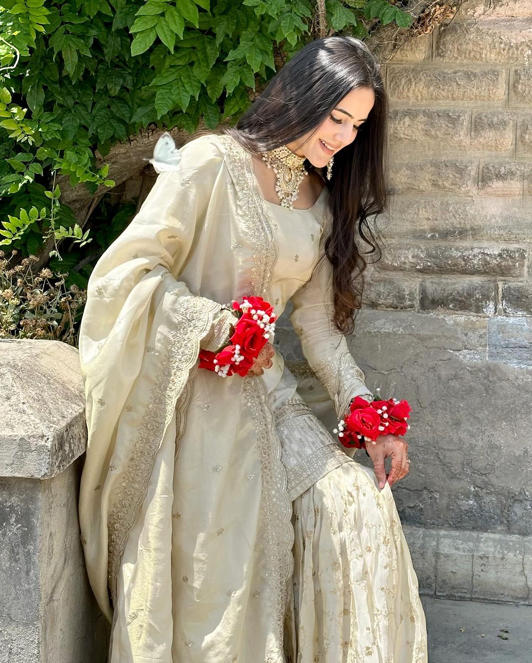 Delightful White Color Georgette Embroidery Work Sharara Suit by My Store