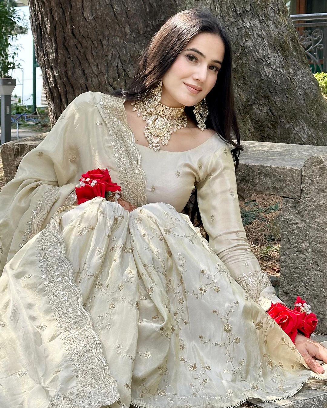 Delightful White Color Georgette Embroidery Work Sharara Suit by My Store
