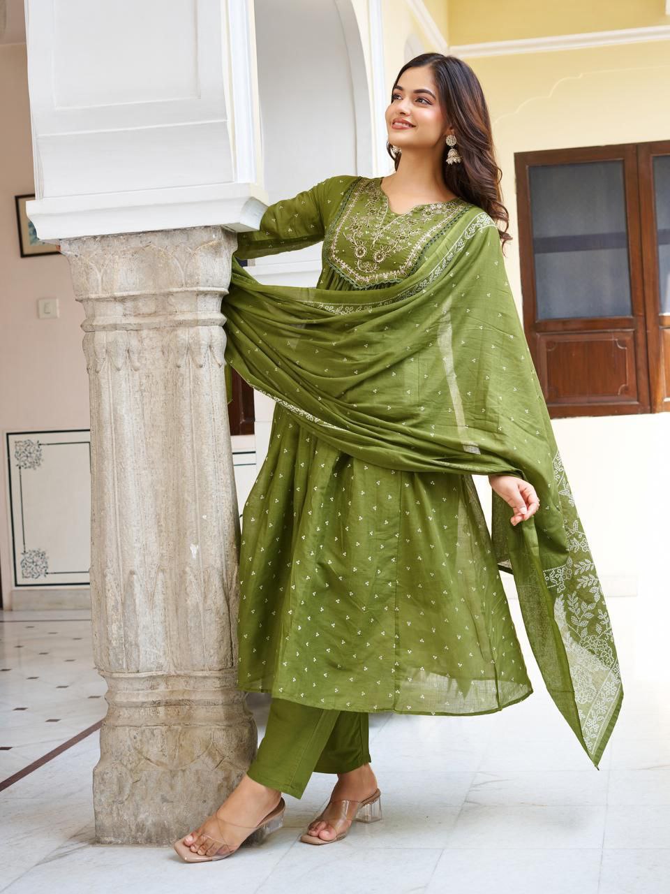 Olive Grace Anarkali Set