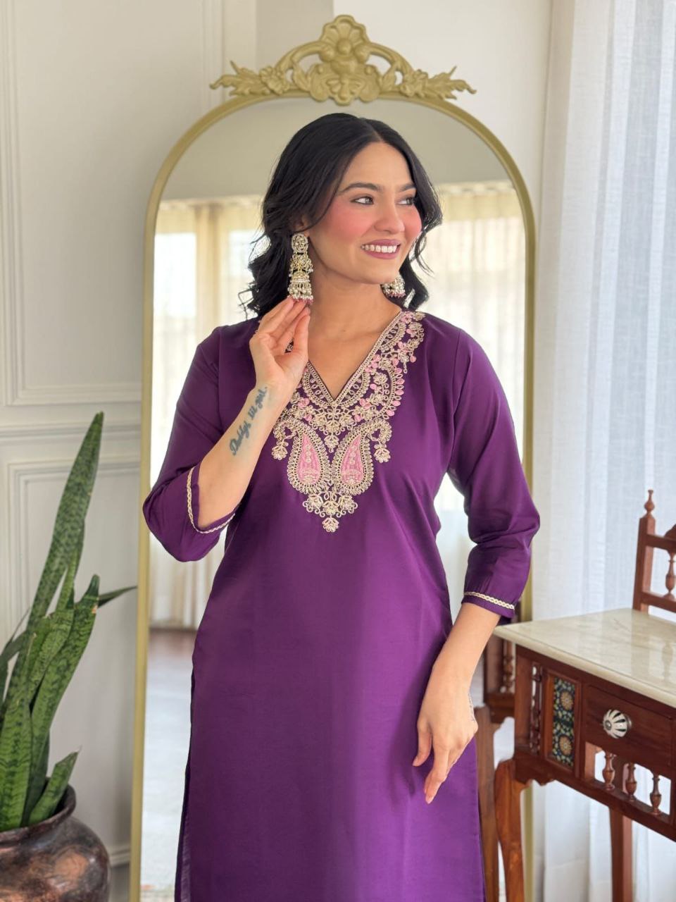 Beatifull Purple Kurta Set For Women
