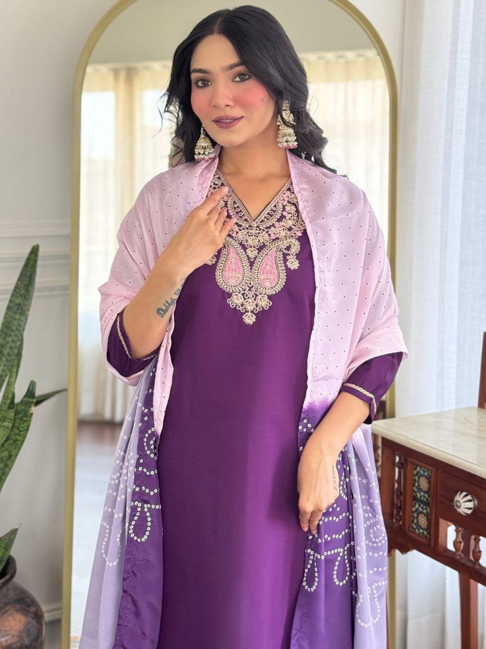 Beatifull Purple Kurta Set For Women