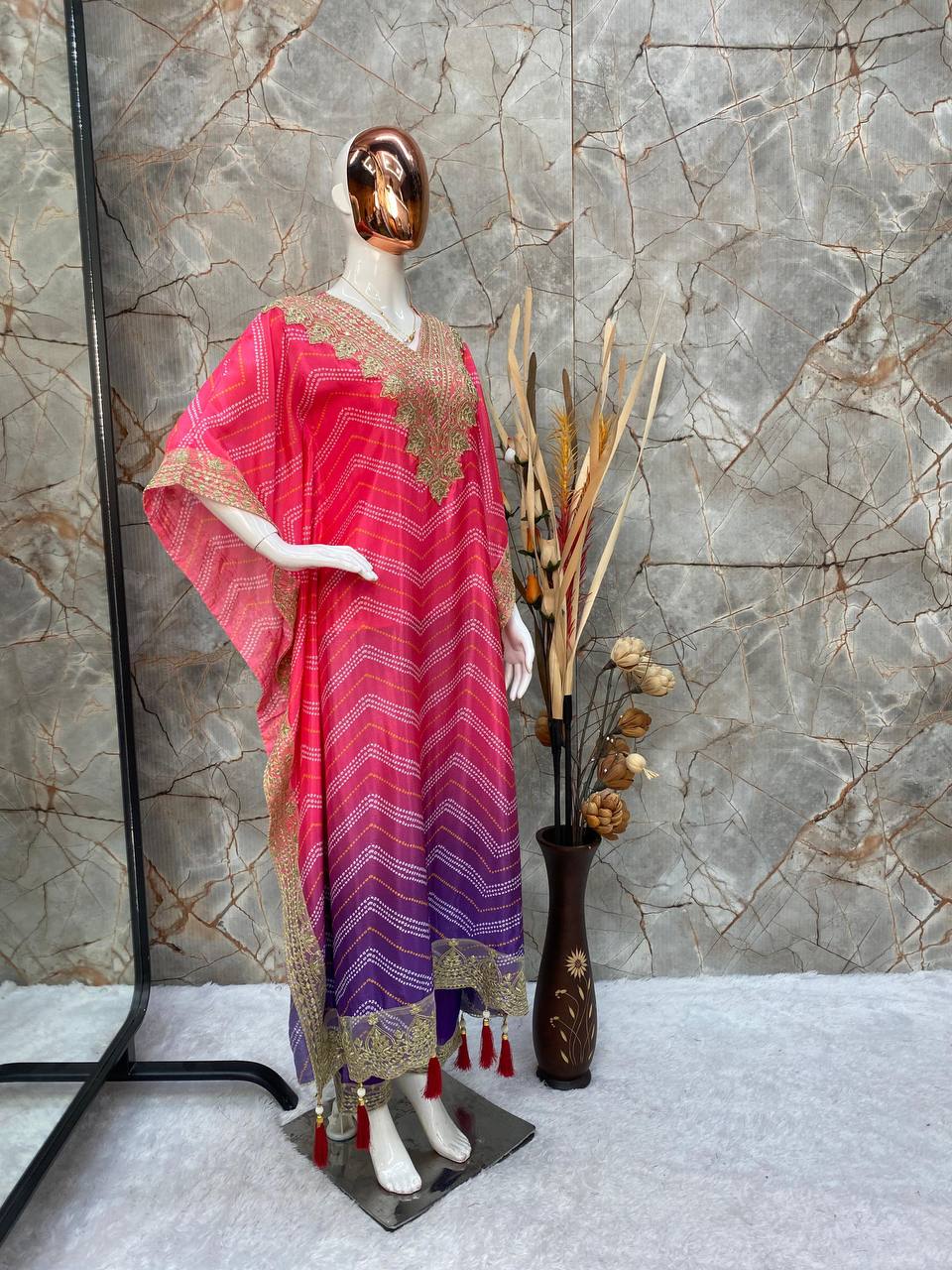 Designer Chinon Pink Kurta Set