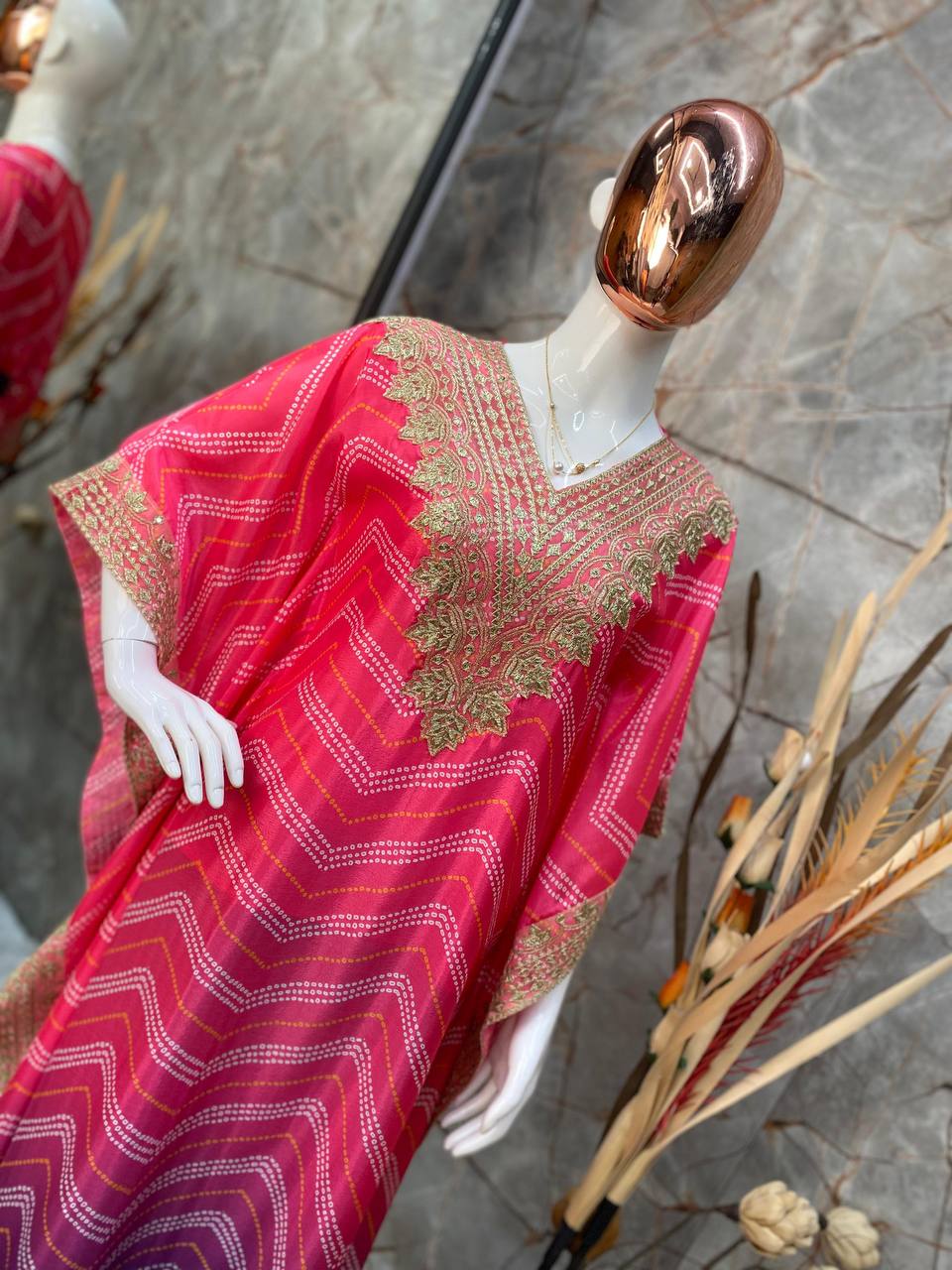 Designer Chinon Pink Kurta Set